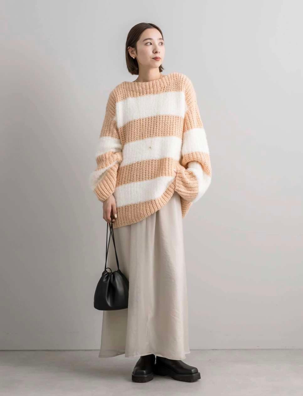 ゆったりボーダーニットプルオーバー ボーダー服