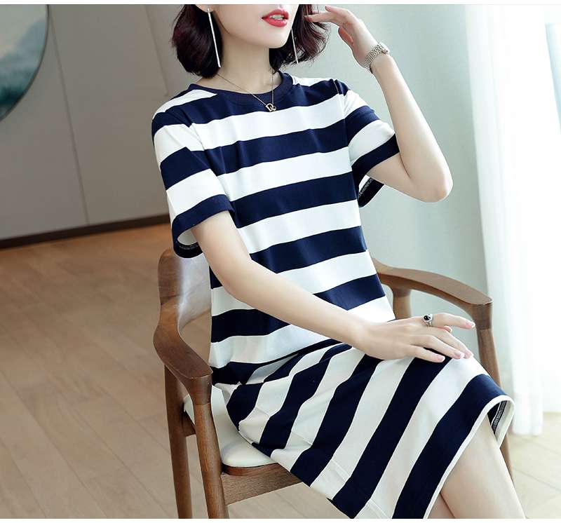 シンプルボーダーTシャツワンピース ボーダー服