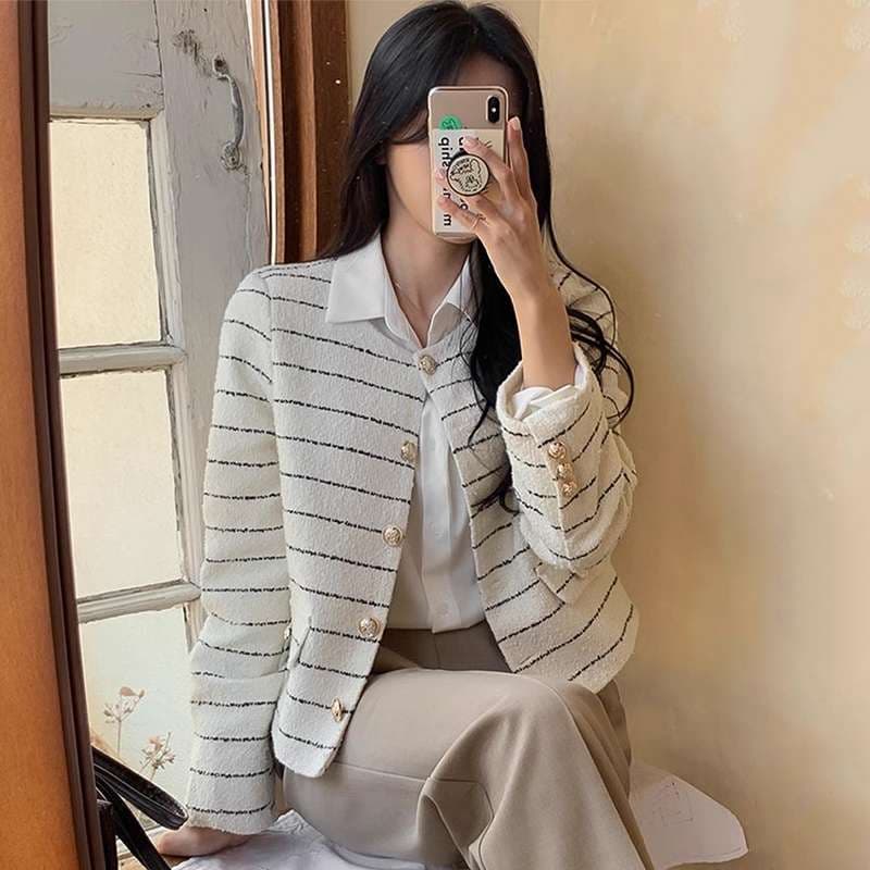 上品ボーダーカーディガン ボーダー服