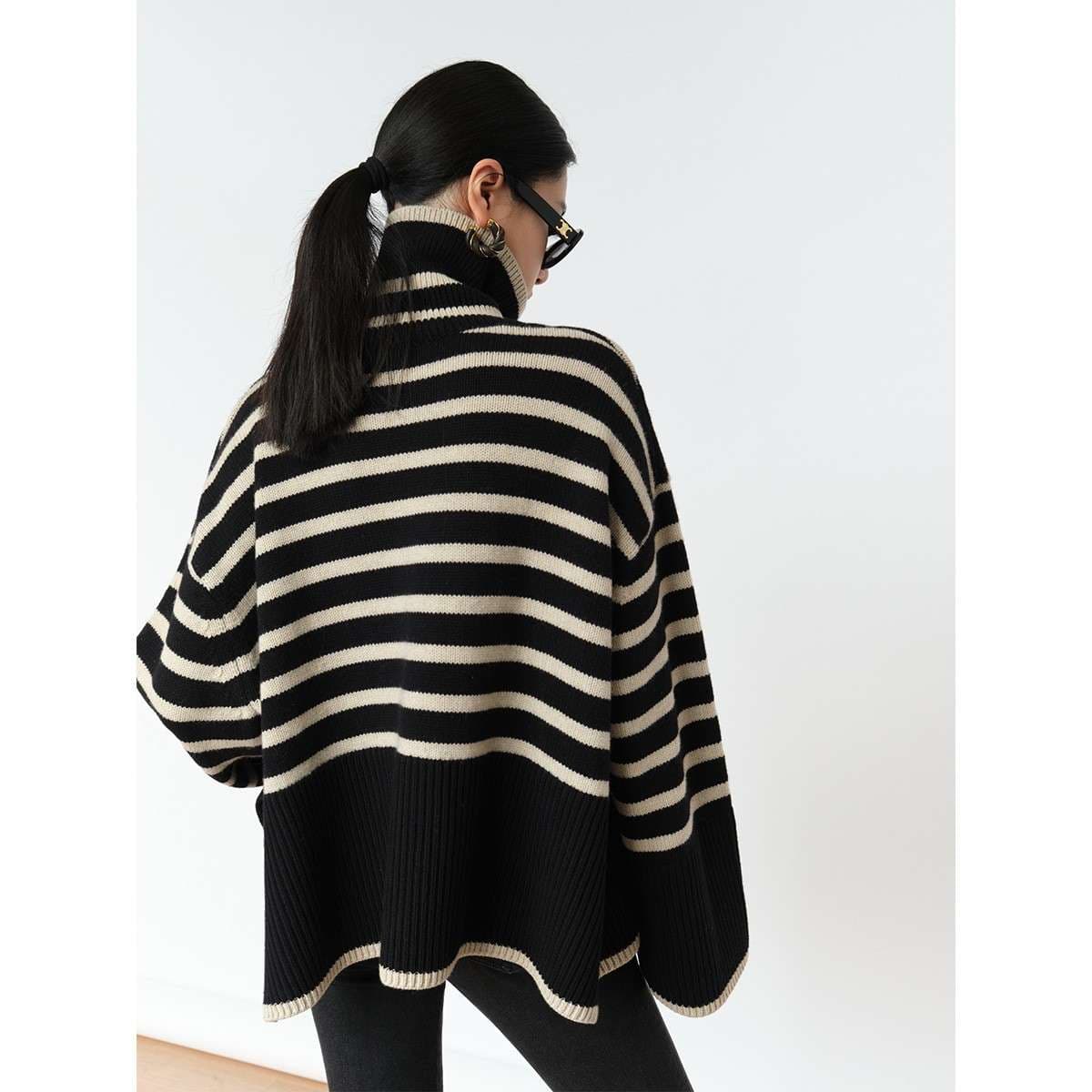 シンプルボーダータートルニット ボーダー服