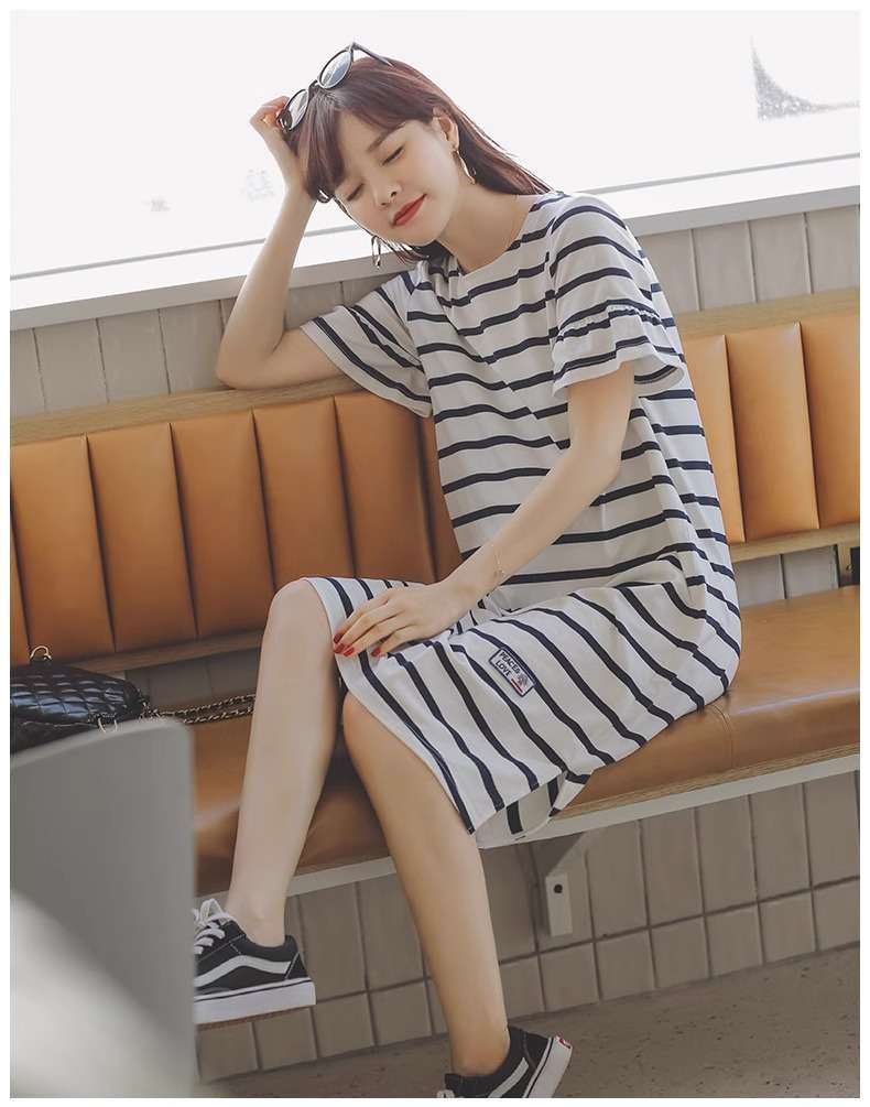 ゆったりシルエットボーダーワンピース ボーダー服