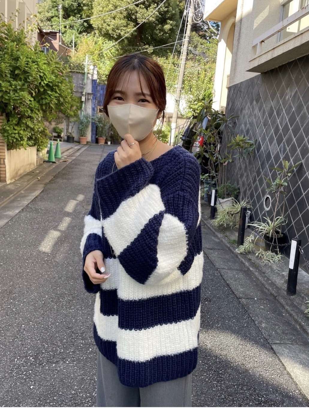 ゆったりボーダーニットプルオーバー ボーダー服