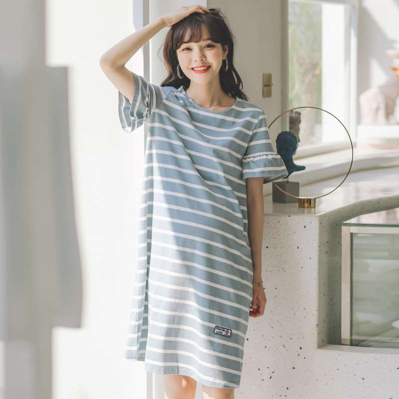 ゆったりシルエットボーダーワンピース ボーダー服
