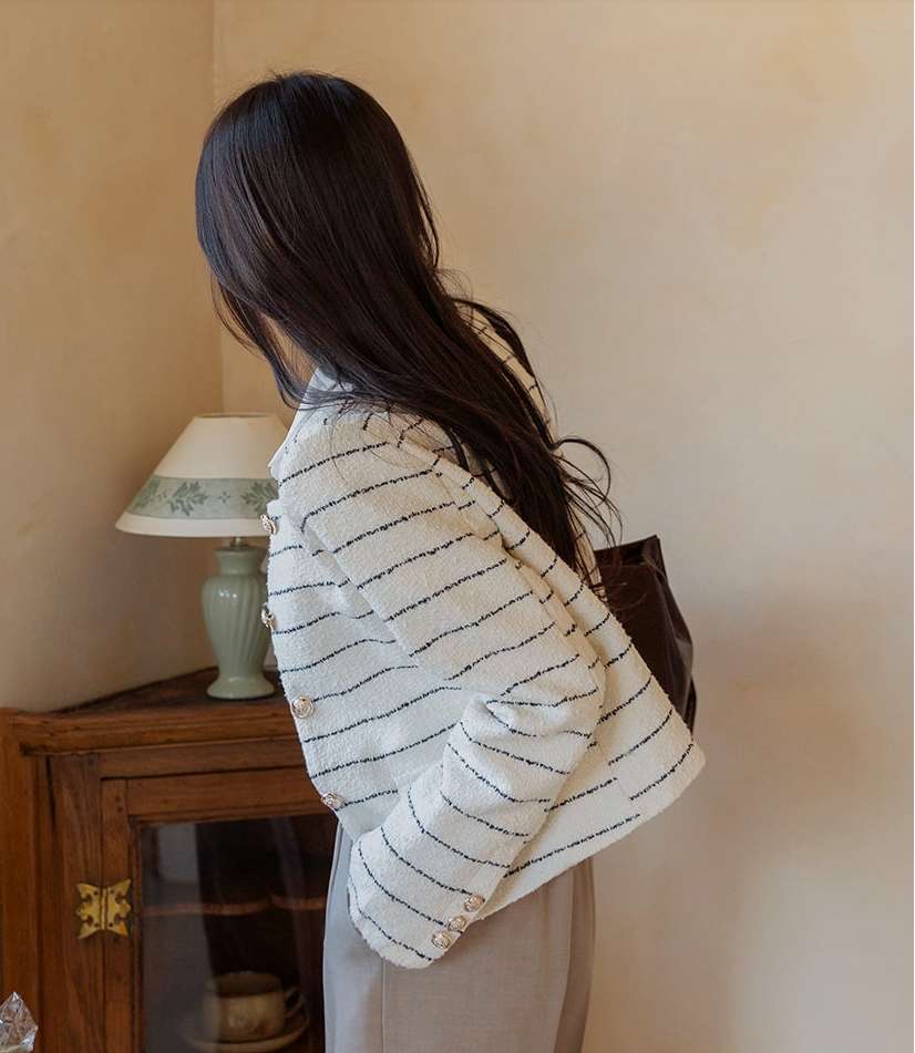 上品ボーダーカーディガン ボーダー服