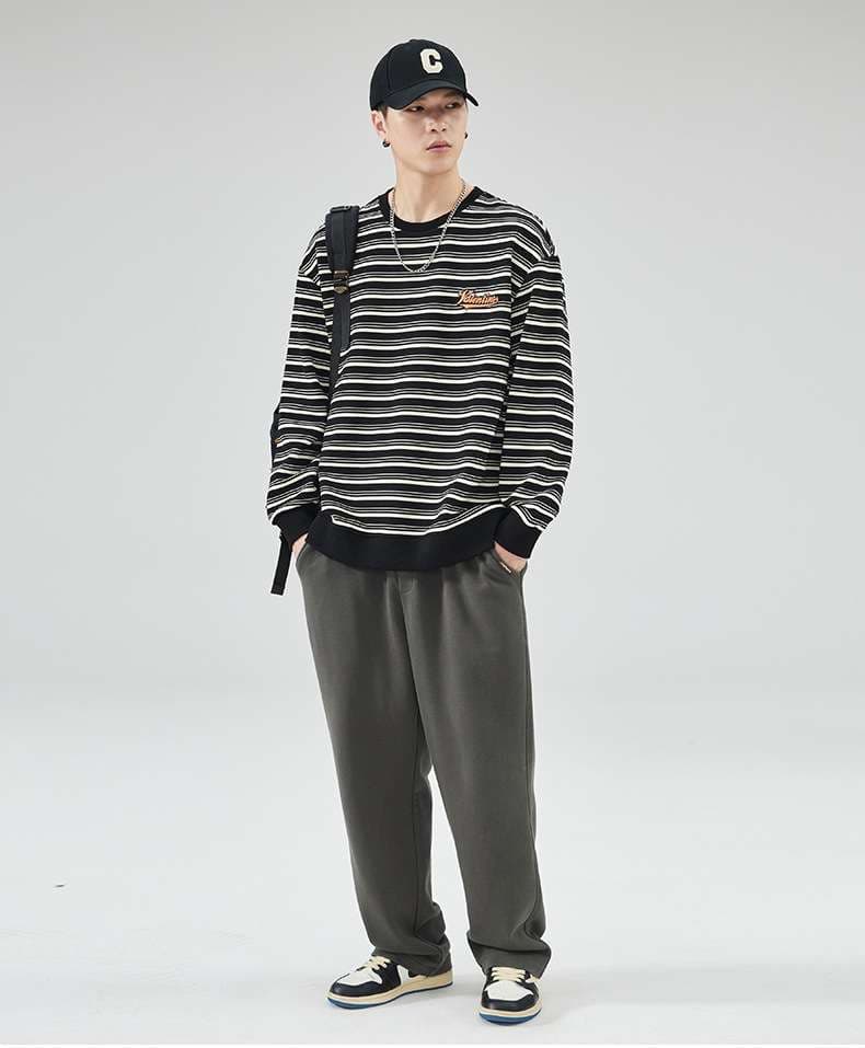 レトロボーダー オーバーサイズスウェット ボーダー服