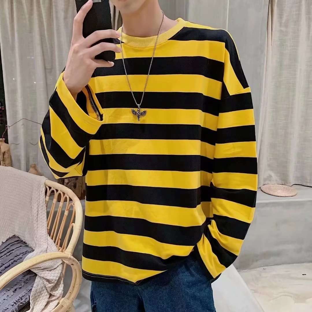 ゆったりボーダー柄長袖Tシャツ ボーダー服