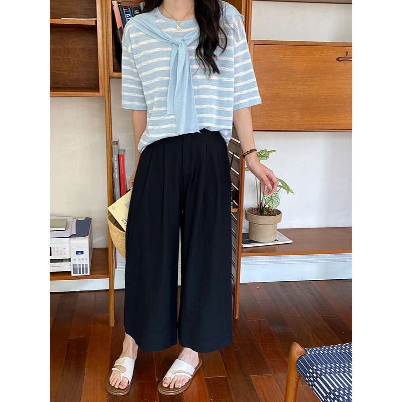 デザインリボン付きボーダーニット ボーダー服