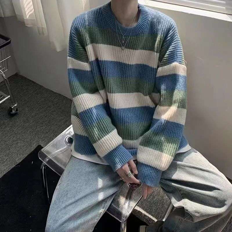 マルチボーダー柄オーバーサイズニット ボーダー服