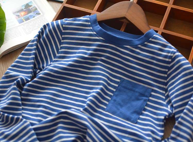 爽やかマリンスタイル ポケット付きボーダーカットソー ボーダー服