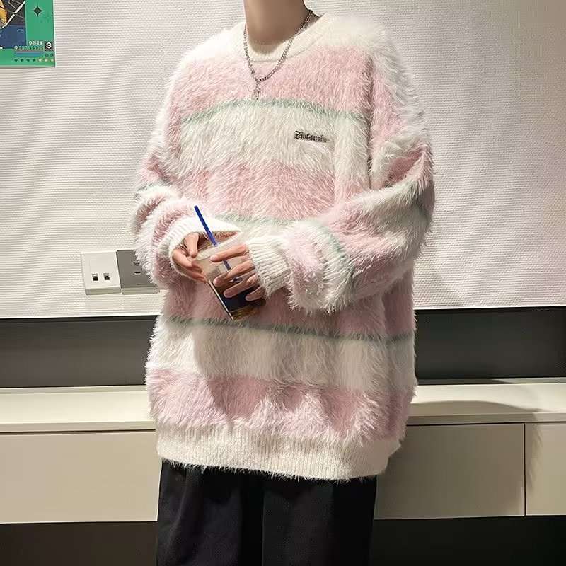 ふわふわボーダーオーバーサイズニット ボーダー服