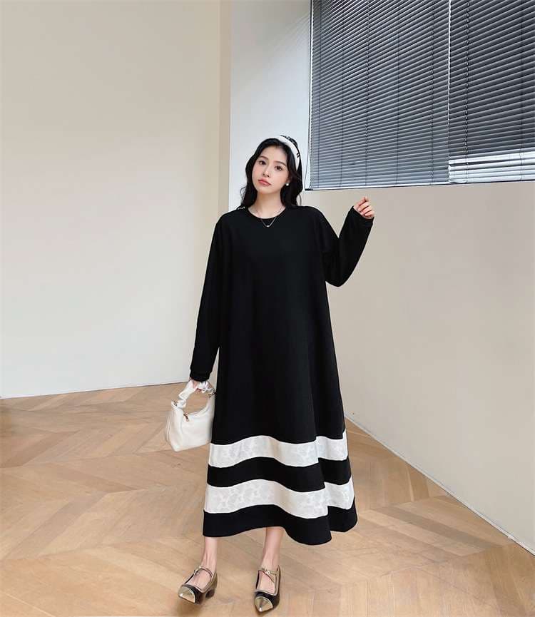 ゆったりボーダー切替ワンピース ボーダー服