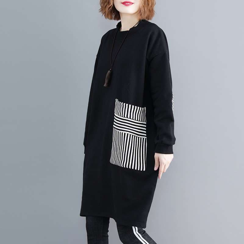 ストライプポケット切替ワンピース ボーダー服