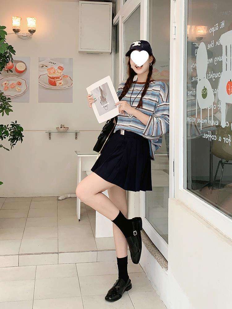 ゆったりシルエット ボーダーロンT ボーダー服