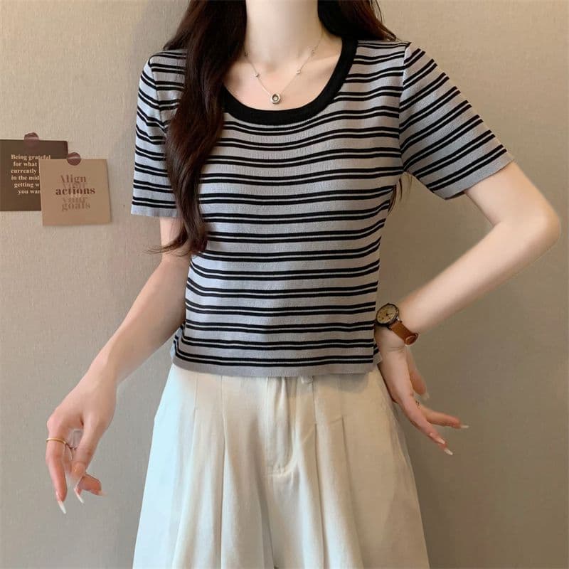 ボーダー服 Tシャツ レディース ボーダー柄 半袖Tシャツ 柔らか素材 春夏