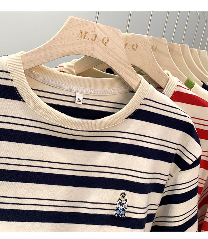 ボーダー服 小さなマスコット刺繍入りボーダーTシャツ
