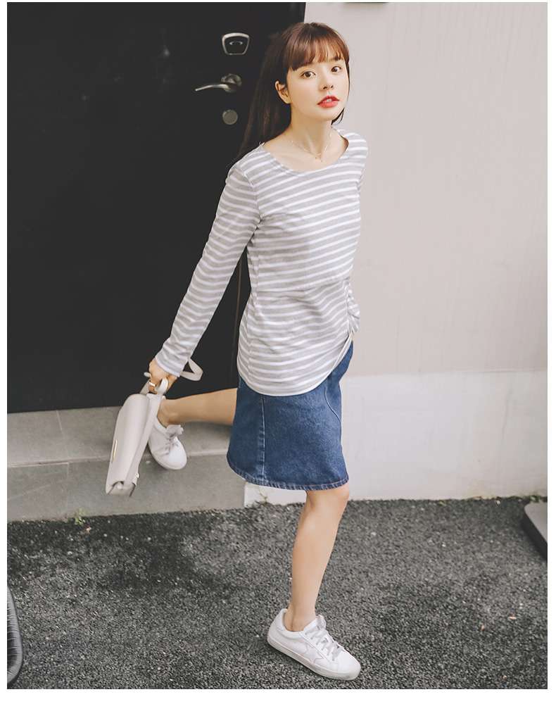 シンプル爽やか ゆるタイトボーダーTシャツ ボーダー服