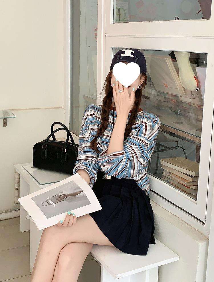 ゆったりシルエット ボーダーロンT ボーダー服