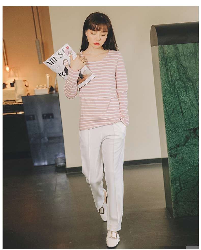シンプル爽やか ゆるタイトボーダーTシャツ ボーダー服