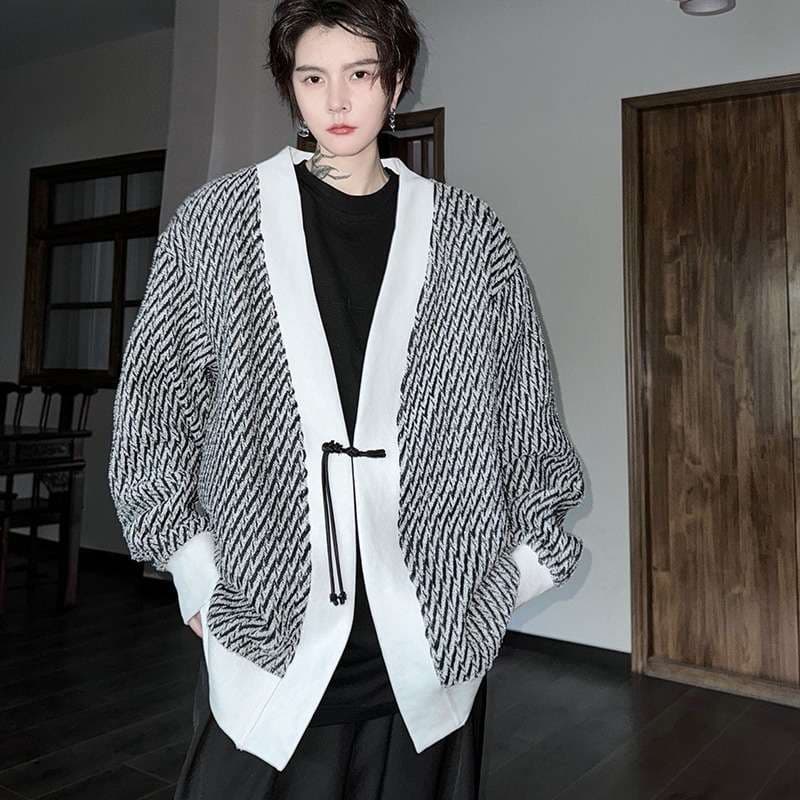 モダンボーダー和風羽織カーディガン ボーダー服