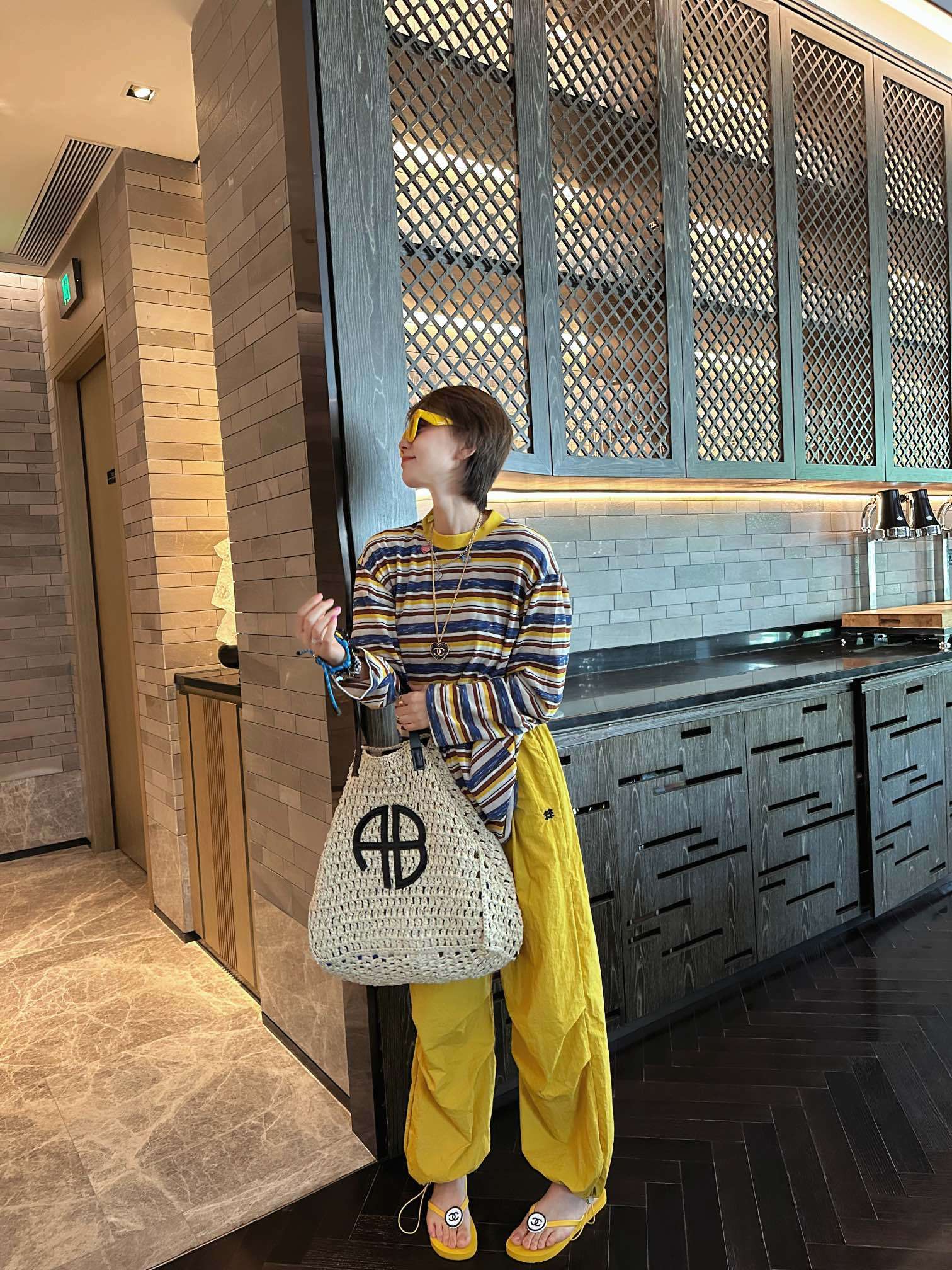 マルチボーダー柄ゆるシルエット長袖トップス ボーダー服
