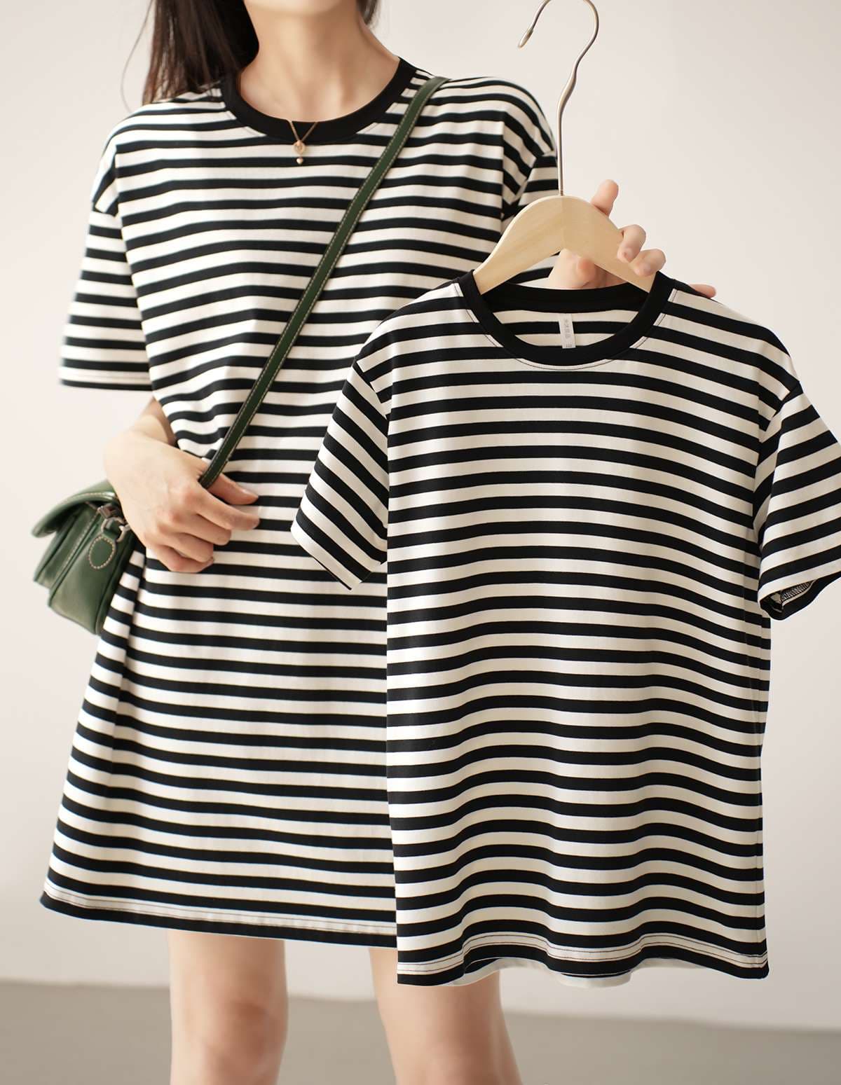 シンプルボーダーTシャツワンピース ボーダー服