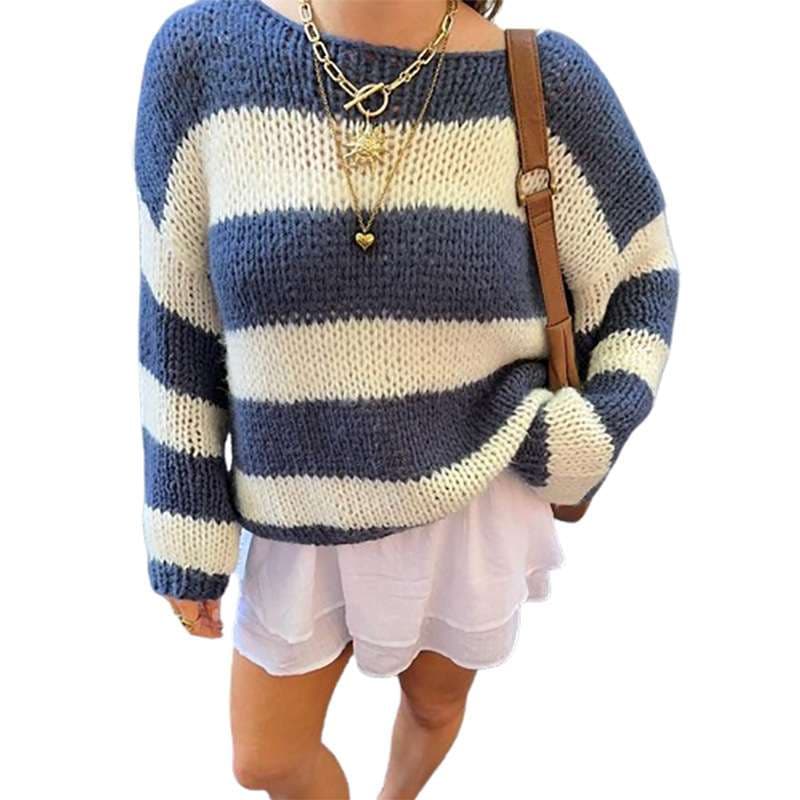 ゆったりボーダーニットプルオーバー ボーダー服