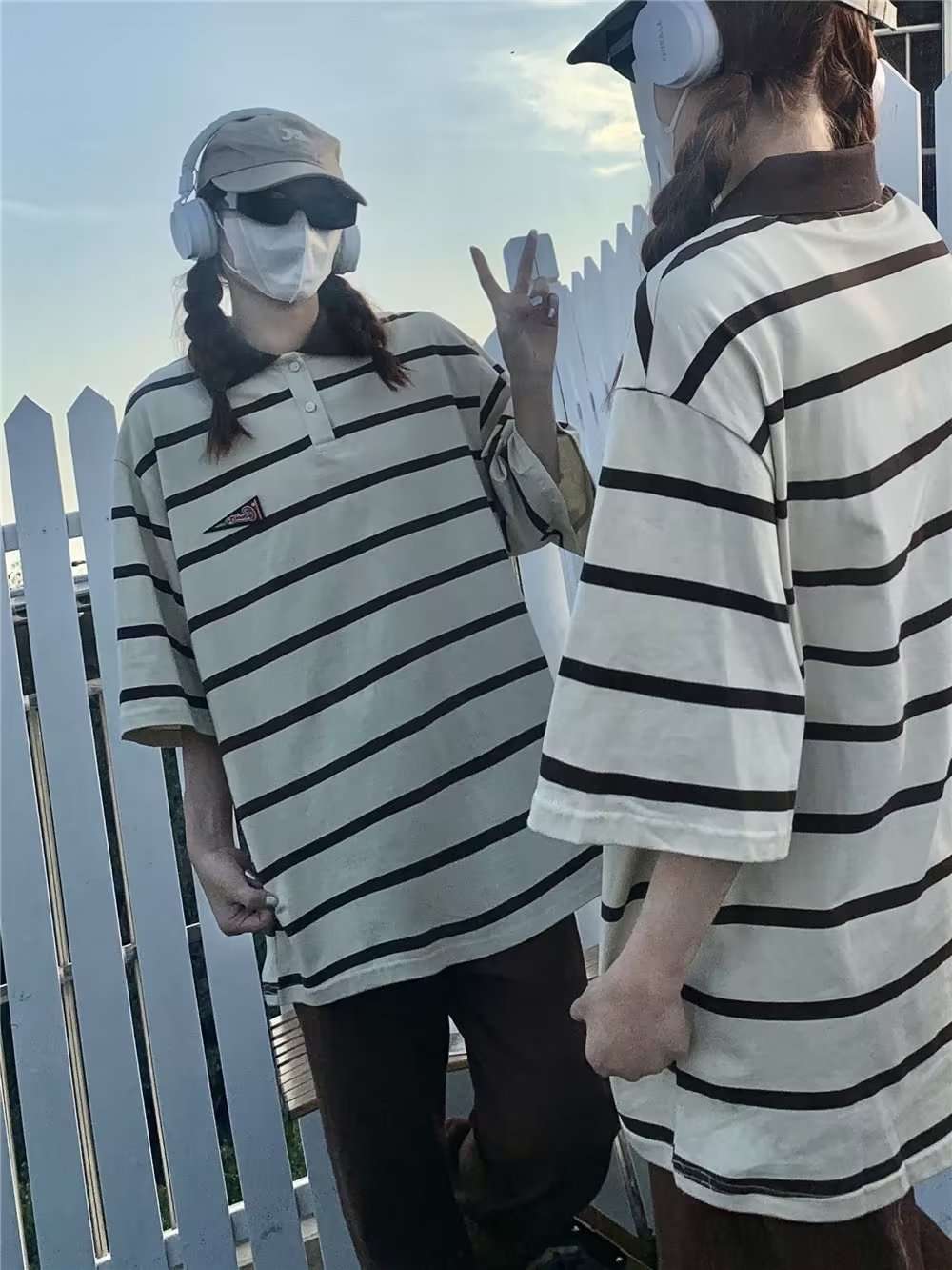 ゆったりシルエットのストライプポロシャツ ボーダー服