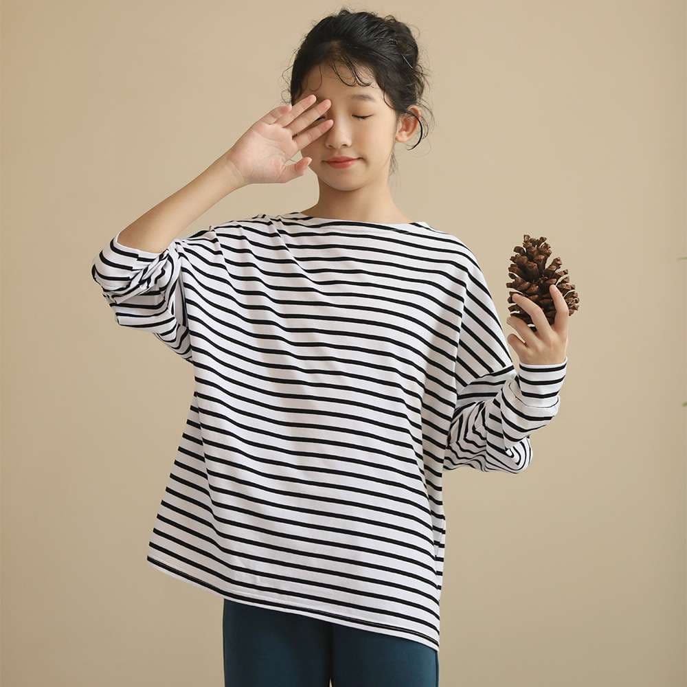 ゆったりボーダーカットソー ボーダー服