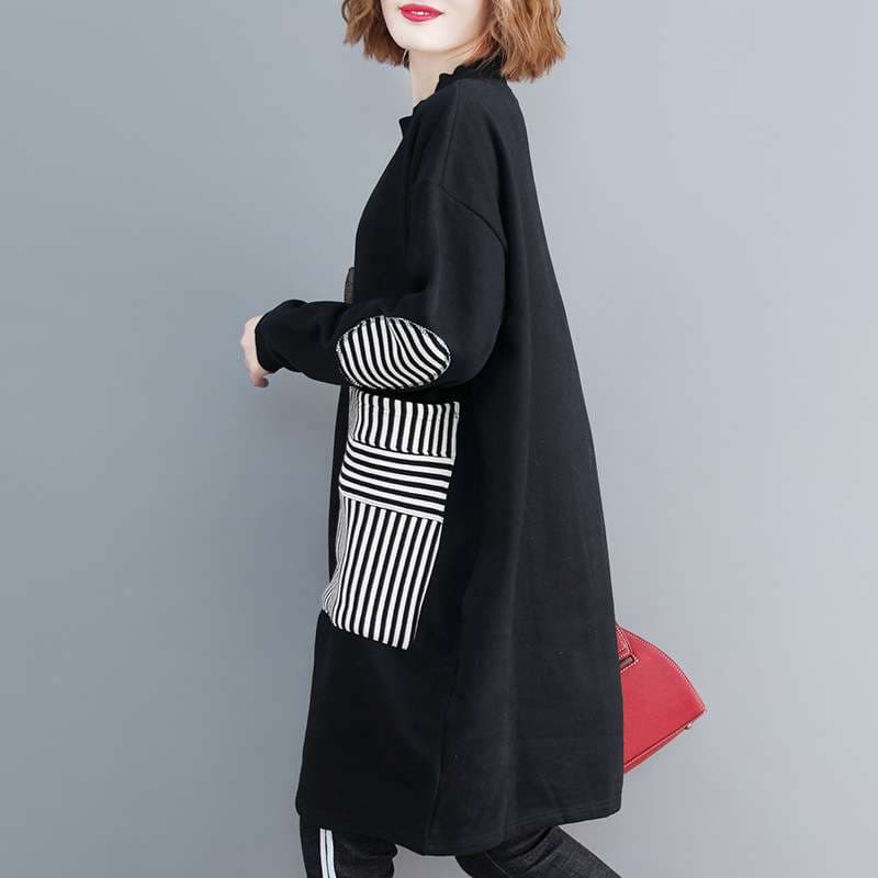 ストライプポケット切替ワンピース ボーダー服