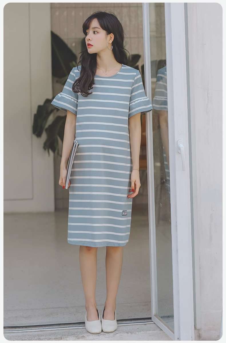 ゆったりシルエットボーダーワンピース ボーダー服