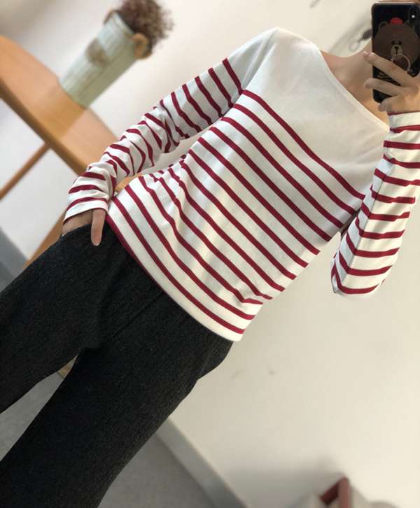 ゆったりボーダーニットプルオーバー ボーダー服