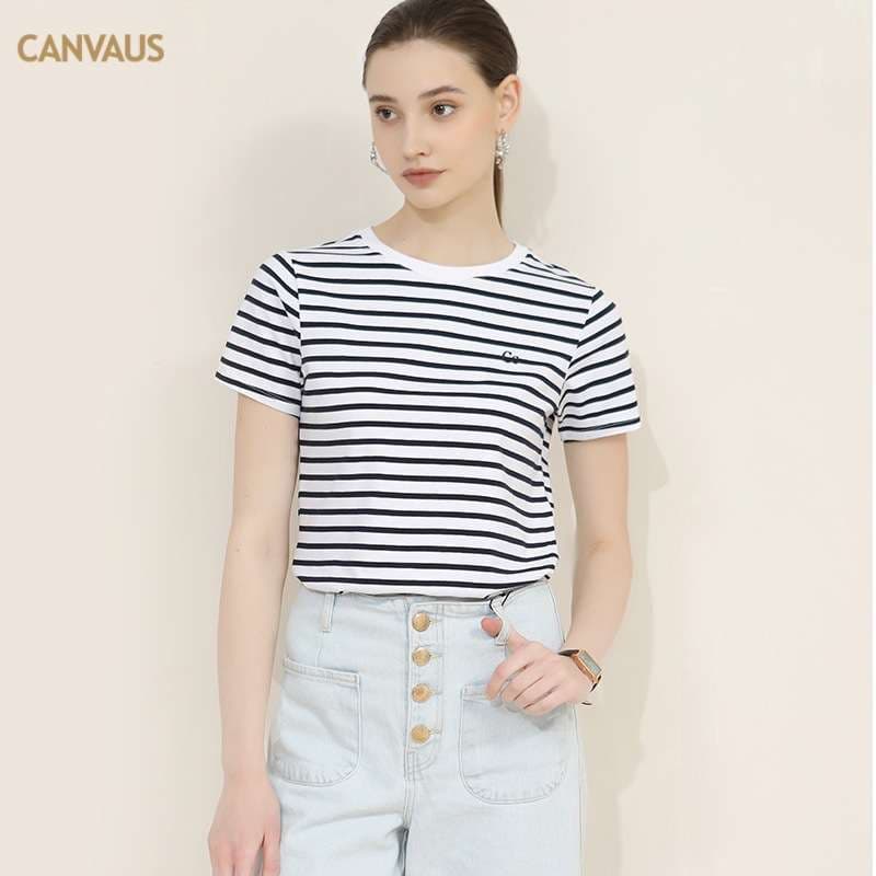 クラシックボーダーデザイン半袖Tシャツ ボーダー服
