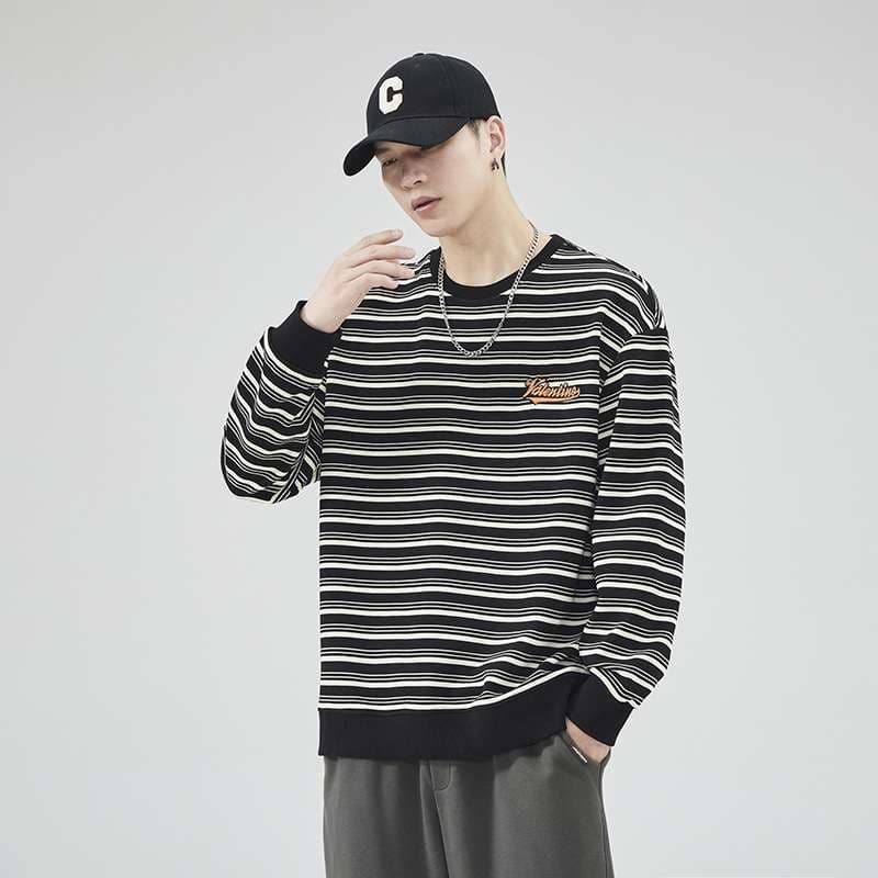 レトロボーダー オーバーサイズスウェット ボーダー服