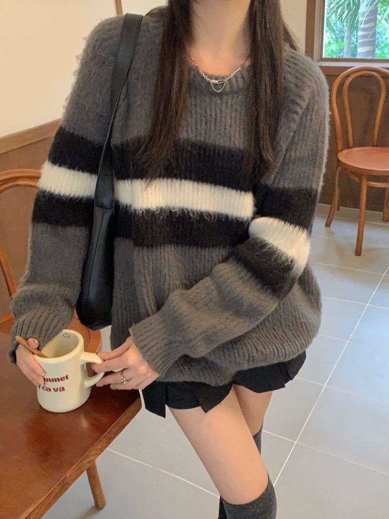 ゆったりボーダーニット ボーダー服