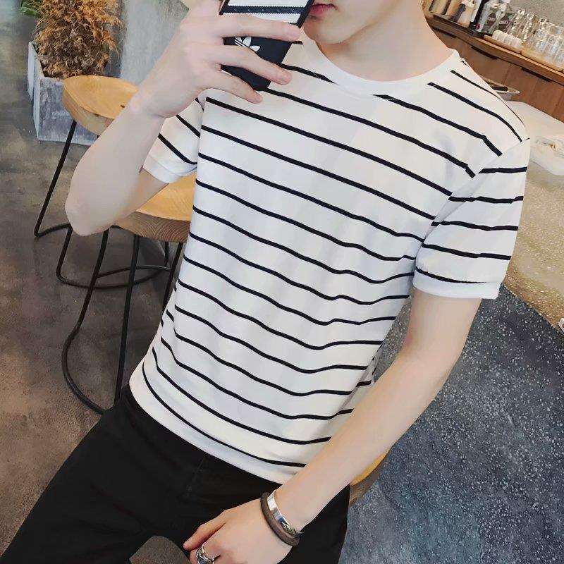 シンプル爽やか半袖ボーダーTシャツ ボーダー服