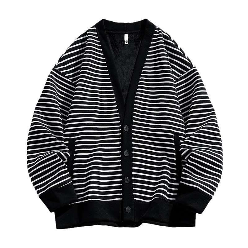 シンプルボーダー裏起毛カーディガン ボーダー服