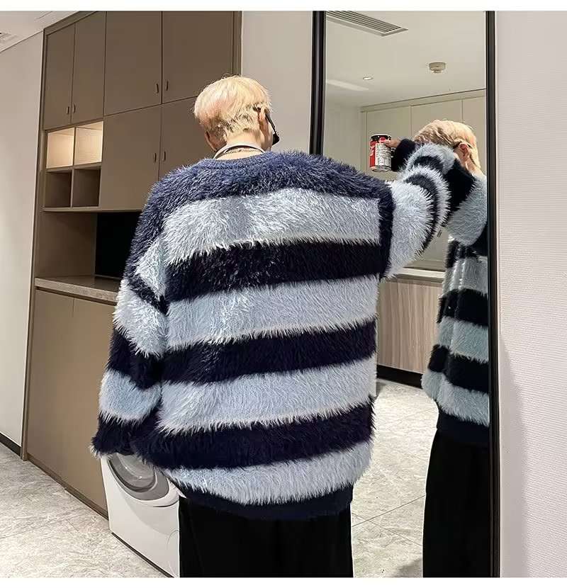ふわふわボーダーオーバーサイズニット ボーダー服