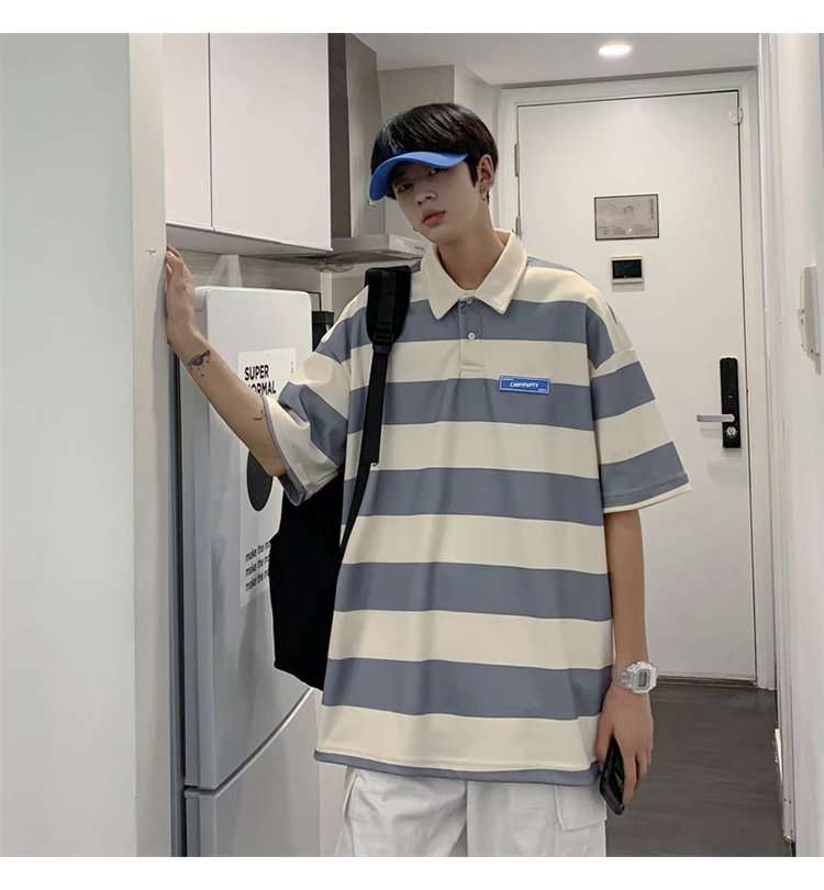 オーバーサイズ ボーダー ポロシャツ ボーダー服
