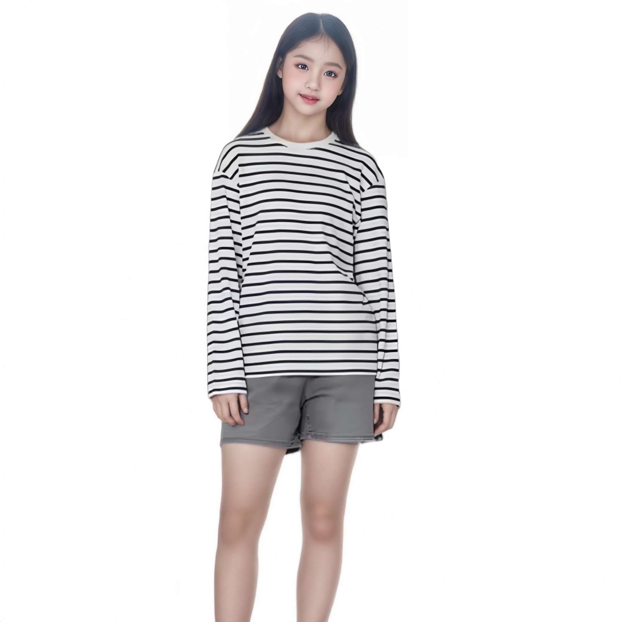 シンプルボーダー長袖カットソー ボーダー服