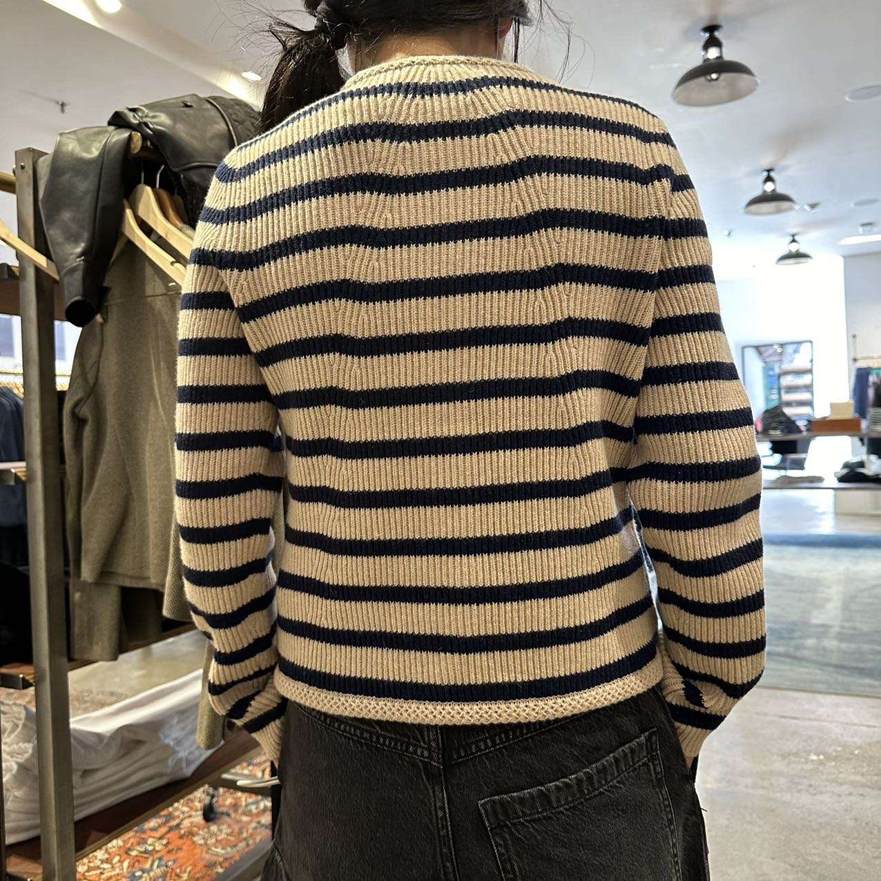 クラシックボーダーニットカーディガン ボーダー服