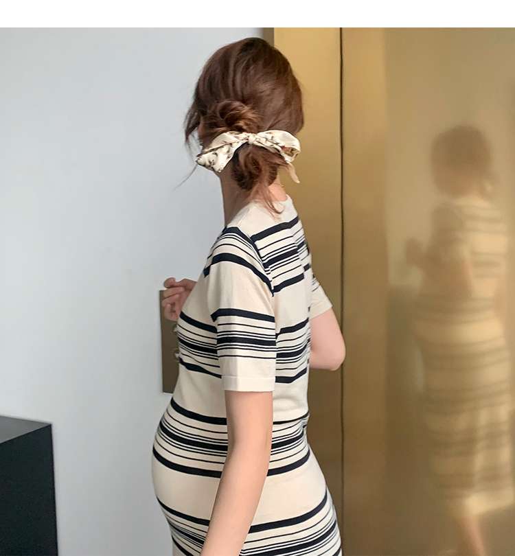 大人シックなマリンストライプロングワンピース ボーダー服