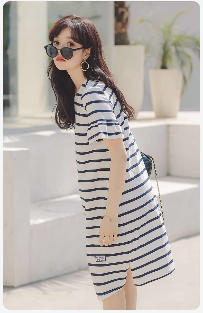 ゆったりシルエットボーダーワンピース ボーダー服