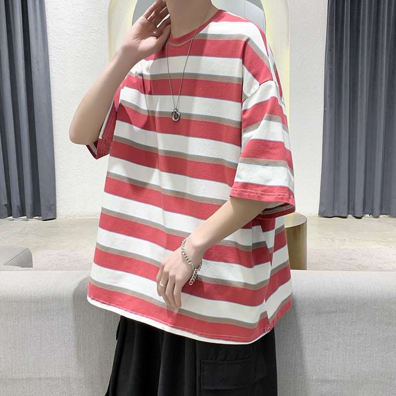 ゆったりボーダー柄オーバーサイズTシャツ ボーダー服