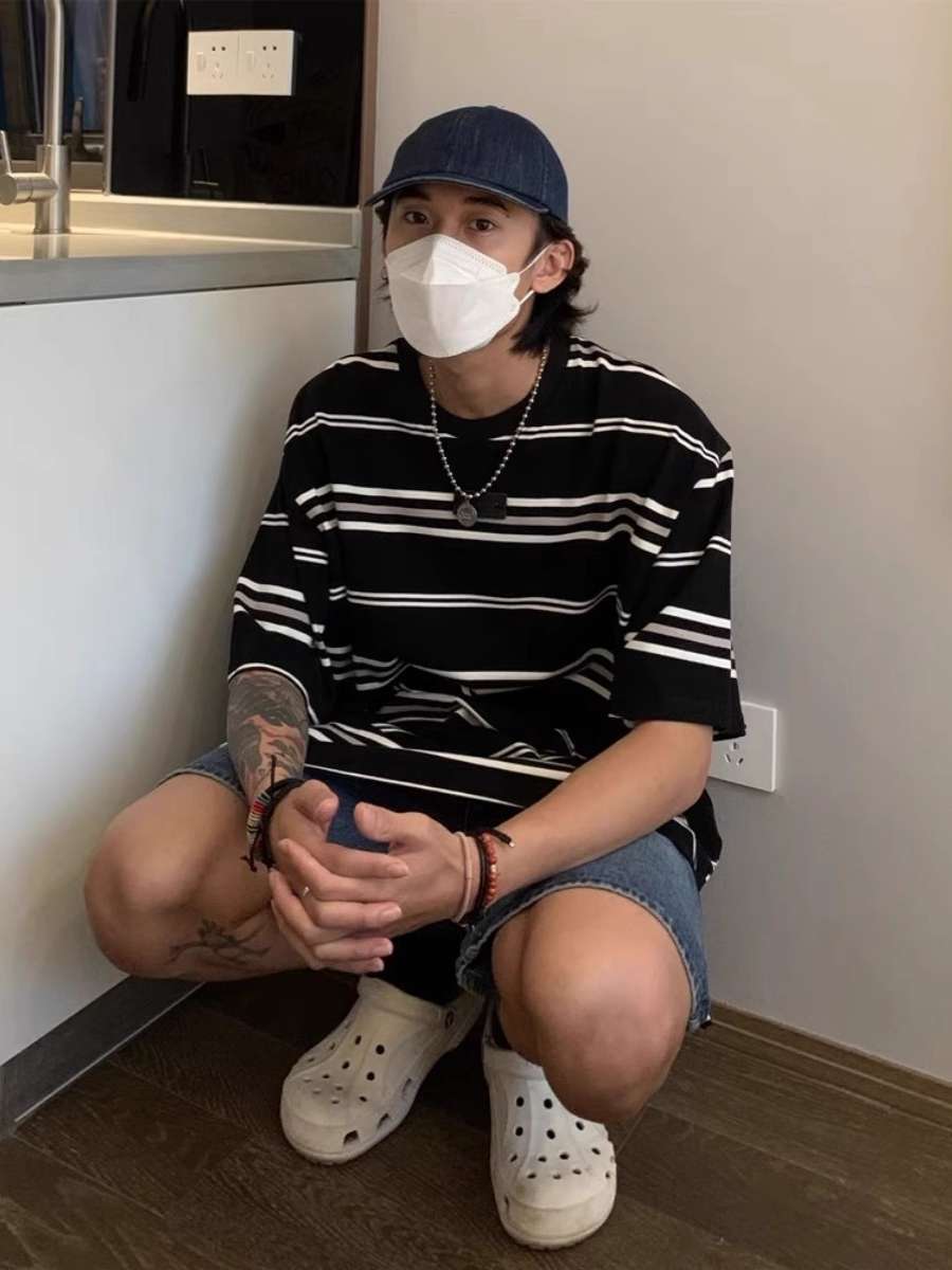 モダンボーダーゆったりTシャツ ボーダー服