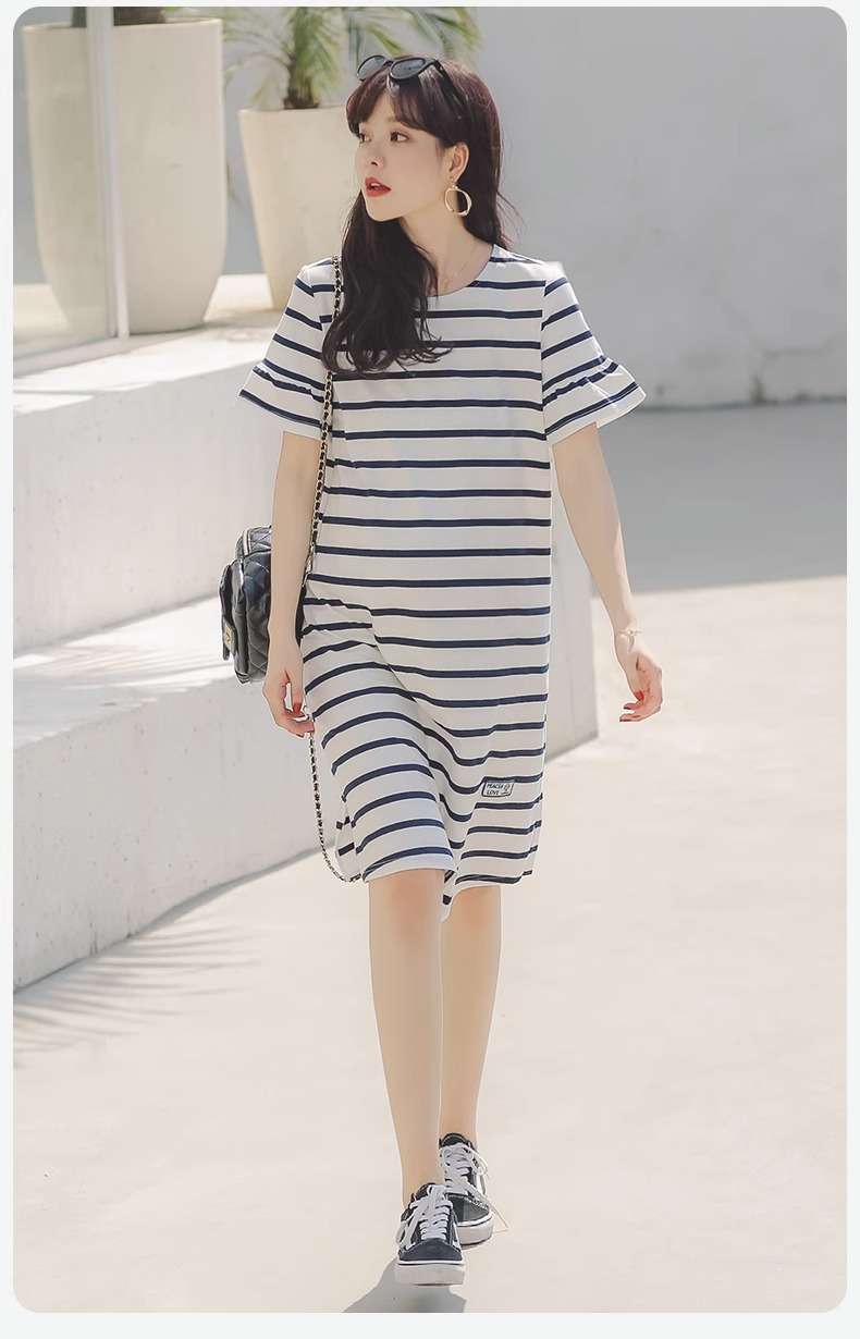 ゆったりシルエットボーダーワンピース ボーダー服