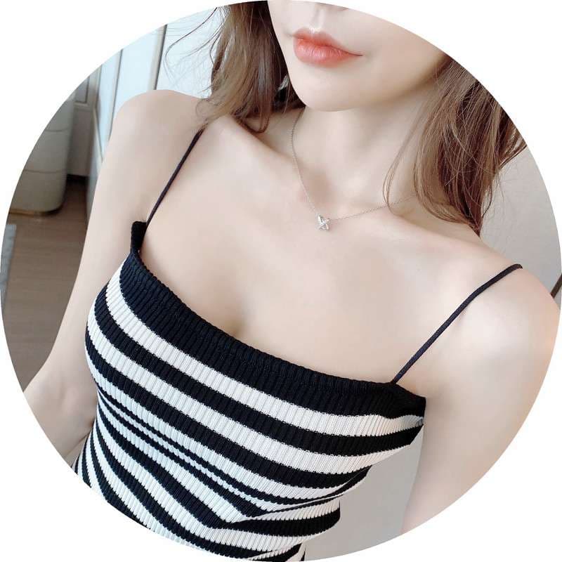 胸元カットアウトボーダーニットワンピース ボーダー服