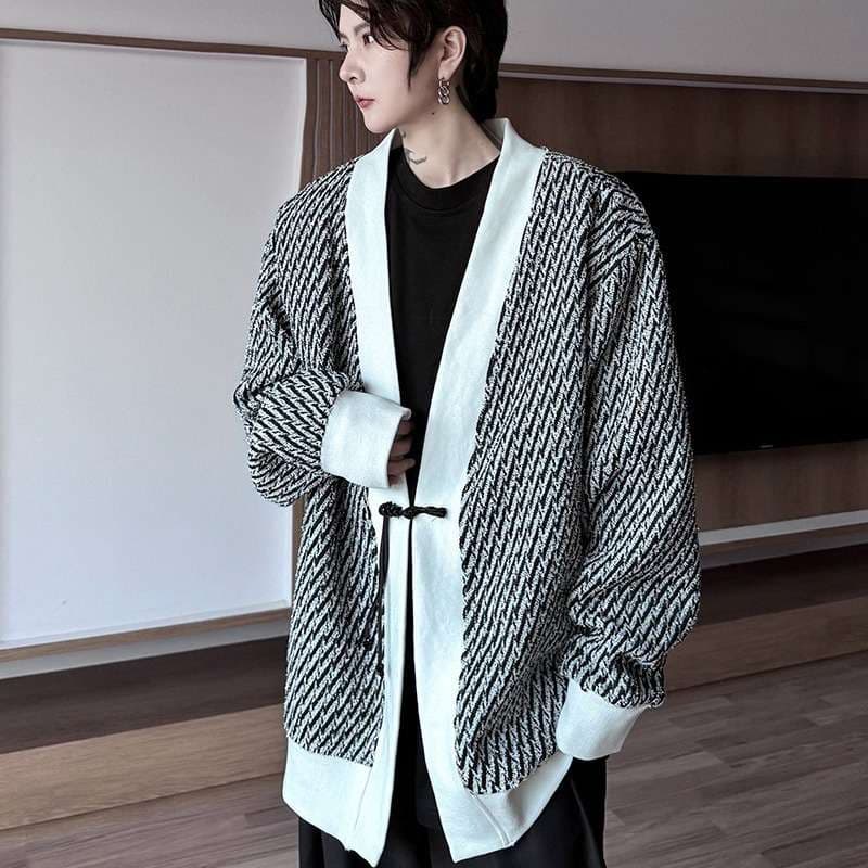 モダンボーダー和風羽織カーディガン ボーダー服