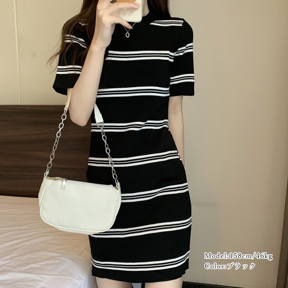 ボーダー服 ボーダー柄 美シルエット サマーニットワンピース