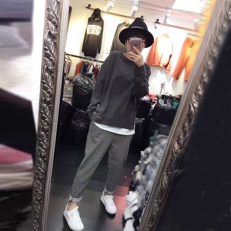 締め付けない ゆったりボーダーパンツ ボーダー服