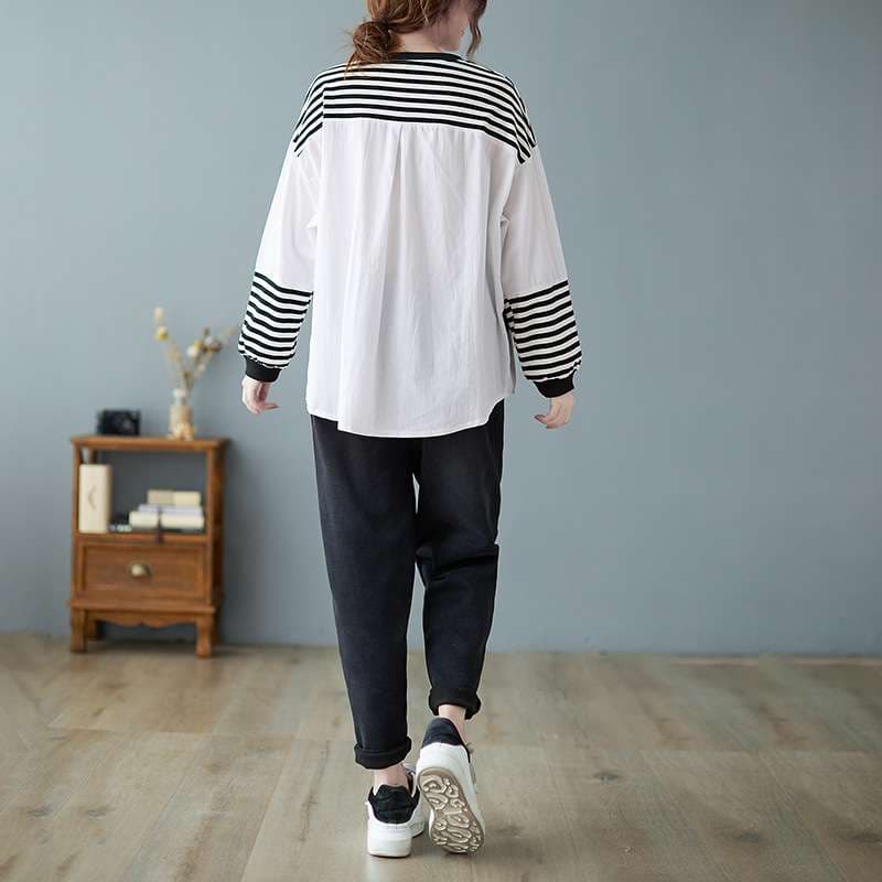 ゆったりボーダーレイヤードシャツ ボーダー服